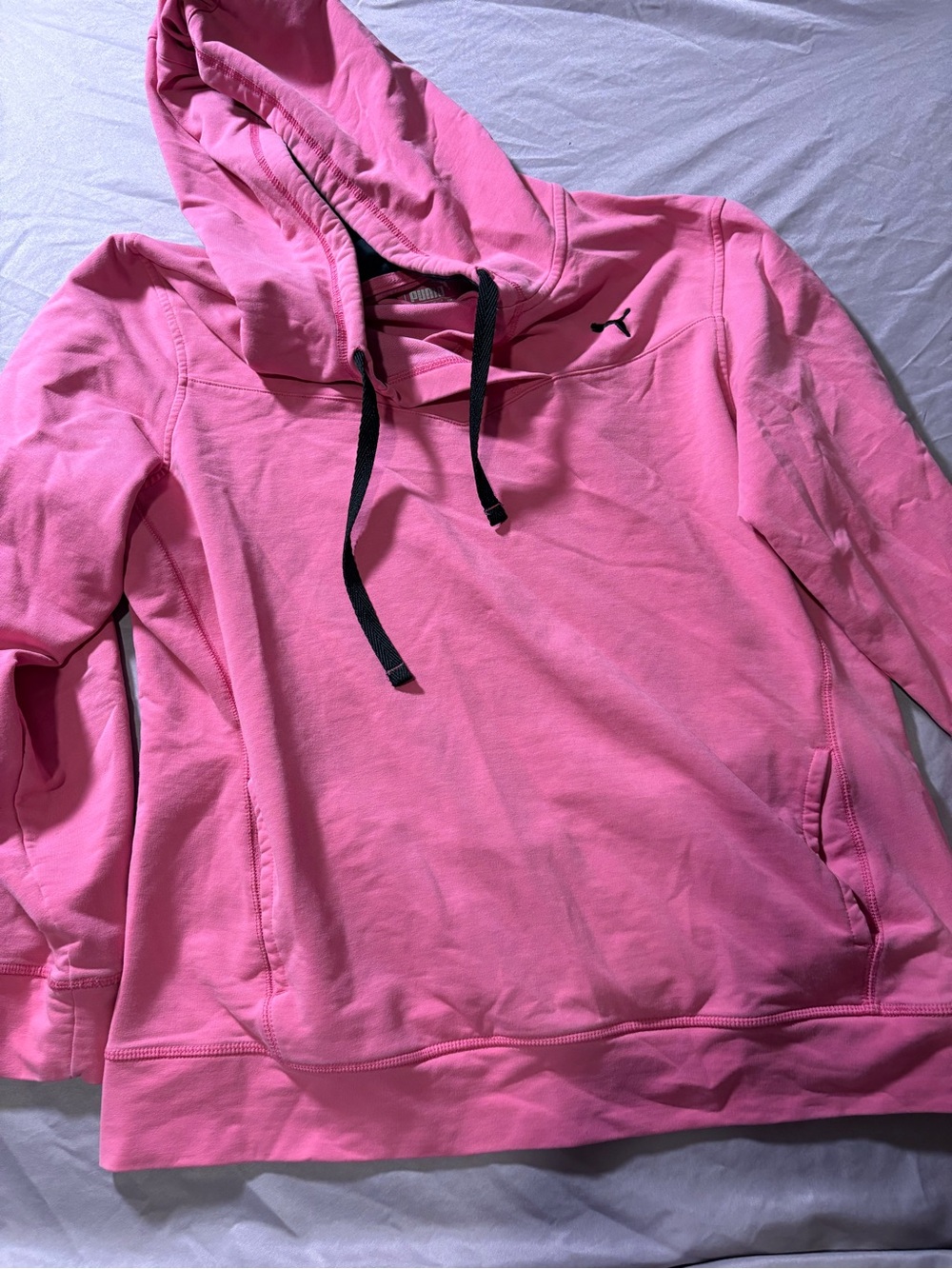 Puma Women’s Pink Pullover Hoodie with Black Drawstrings